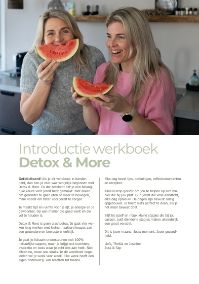 Pagina 1 uit het werkboek van Detox & More