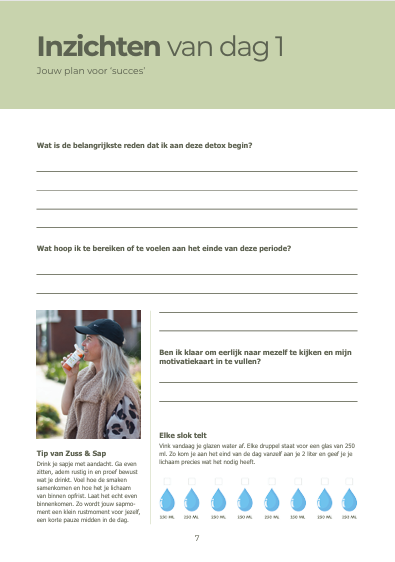 Pagina 7 uit het werkboek van Detox & More