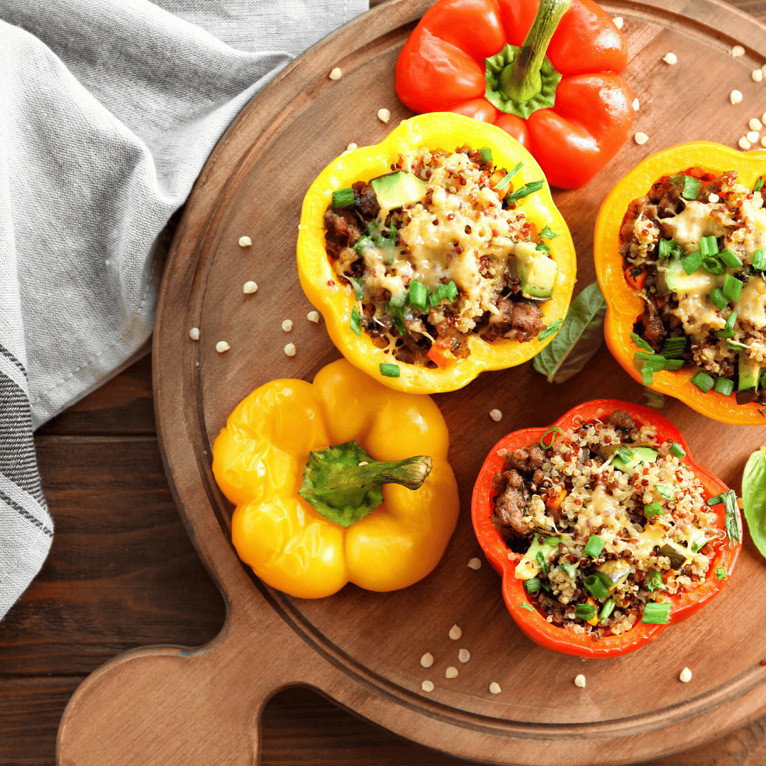Gevulde paprika met gehakt en kaas