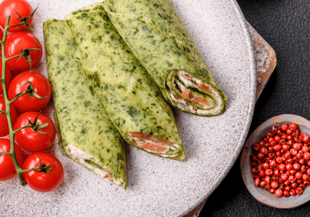 Spinazie wraps met zalm, roomkaas & een vleugje Groene Energie