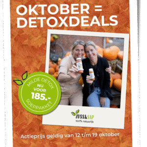 Oktober = detoxmaand bij Zuss & Sap. Pak je voordeel met de milde detoxkuur + soepenpakket voor €185,-