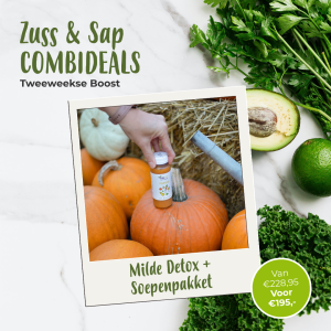 Twee weekse detox deal: aanbieding van twee weken detoxkuur + soepenpakket voor €195,-
