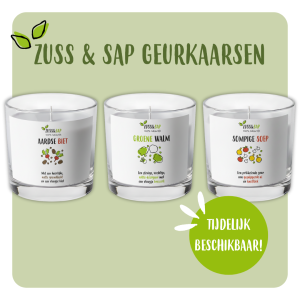 Zuss & Sap groentegeur kaarsen. Dat is natuurlijk een 1 april grap