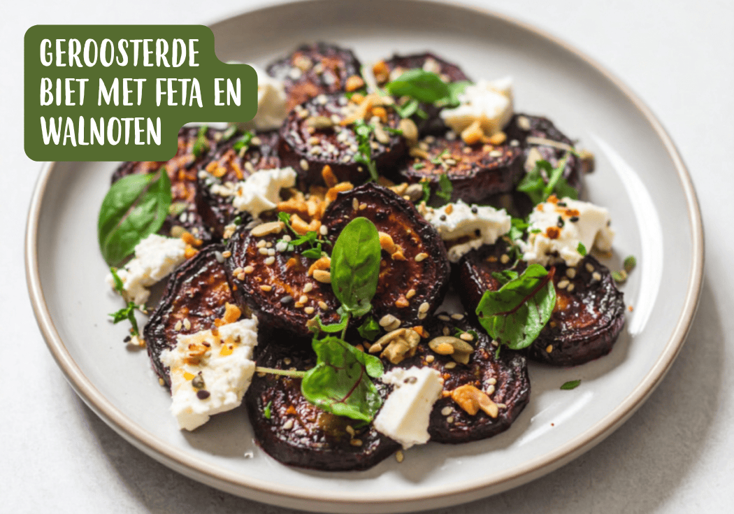 Geroosterde biet met feta en walnoten